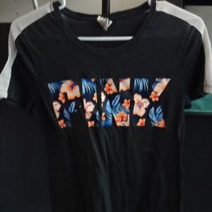 PINK Victoria's Secret Black Tee with Floral Logo